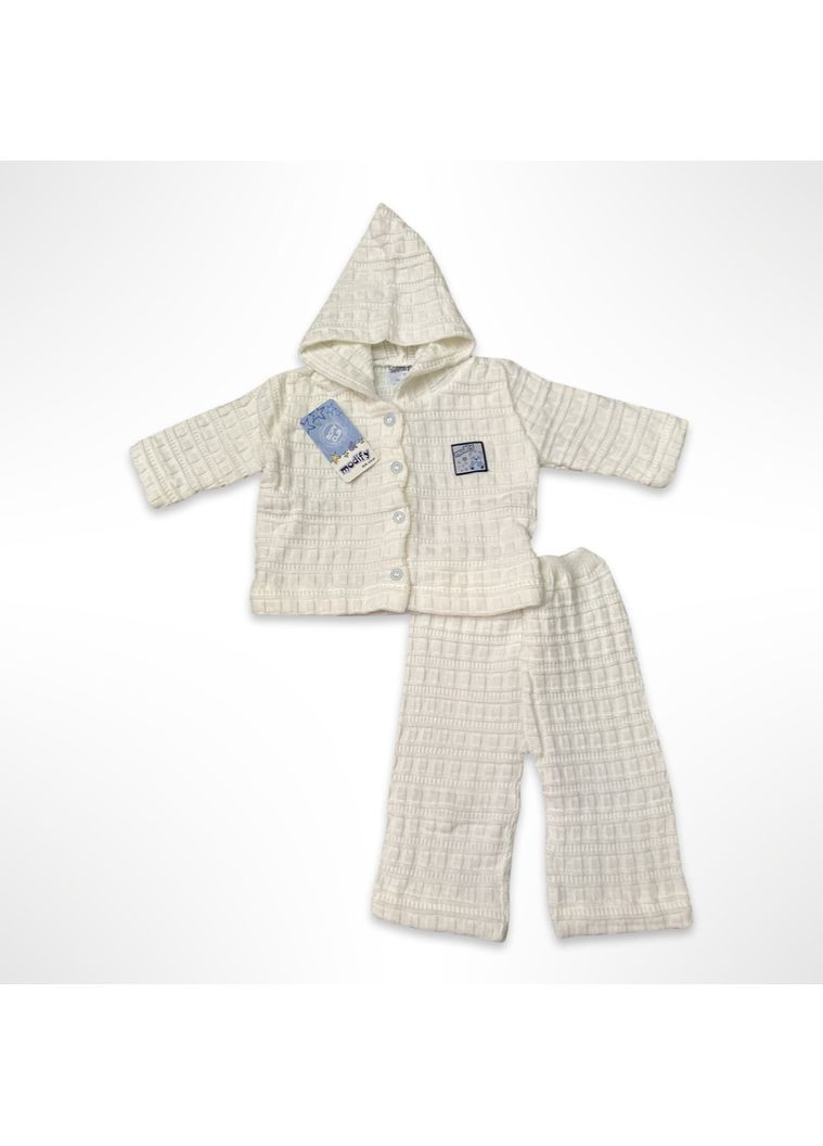 Білий демісезонний дитячий костюм (кофточка + штанці) modify білий (0349) брючний No Brand