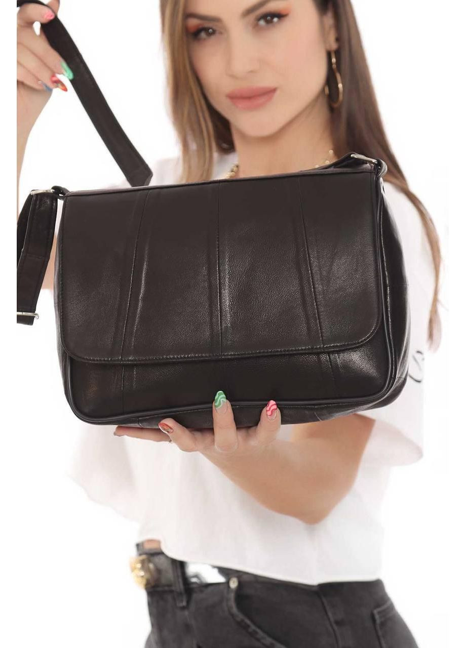 Сумка жіноча чорна натуральна шкіра 105006 No Brand (352165550)
