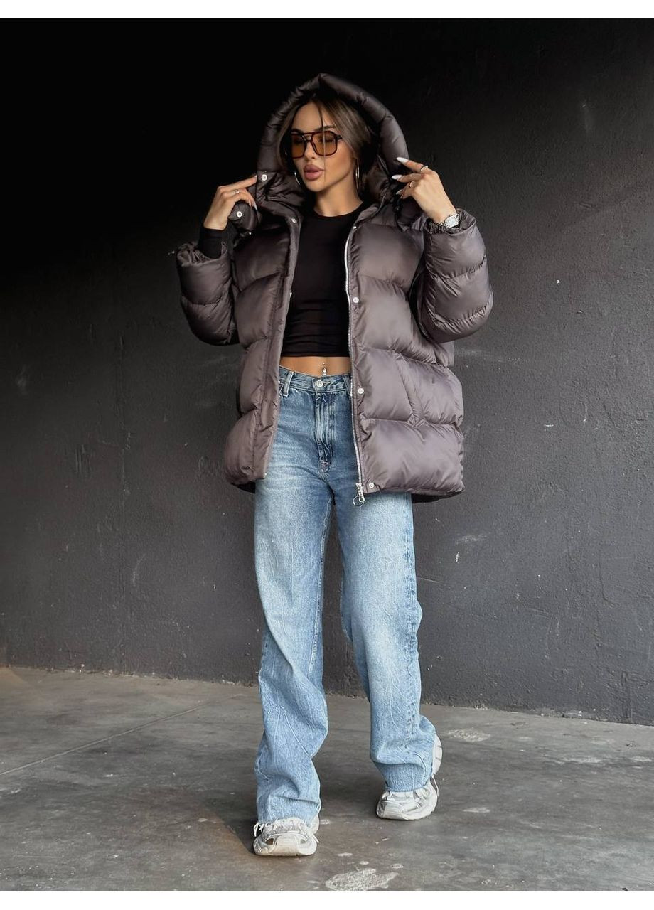 Коричневый демисезонный Пуховик Style Point