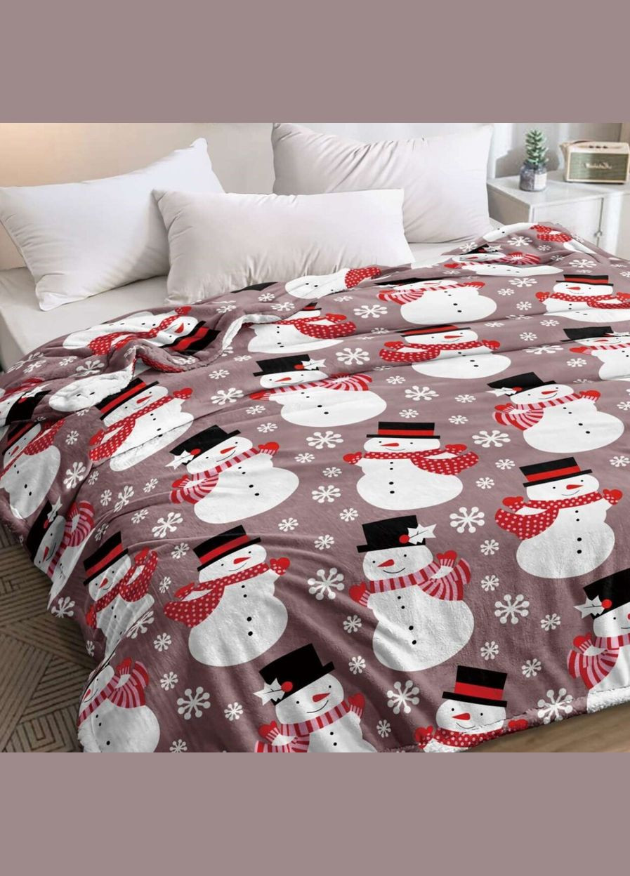 Плед флісовий новорічний євро 200х220 Сніговички P11164 Ananasko (344589839)