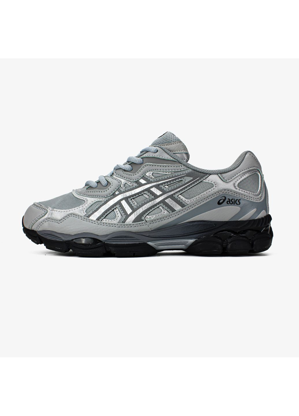 Серые демисезонные кроссовки мужские и женские asics gel-nyc grey black | асикс гель-нюк серые No Brand