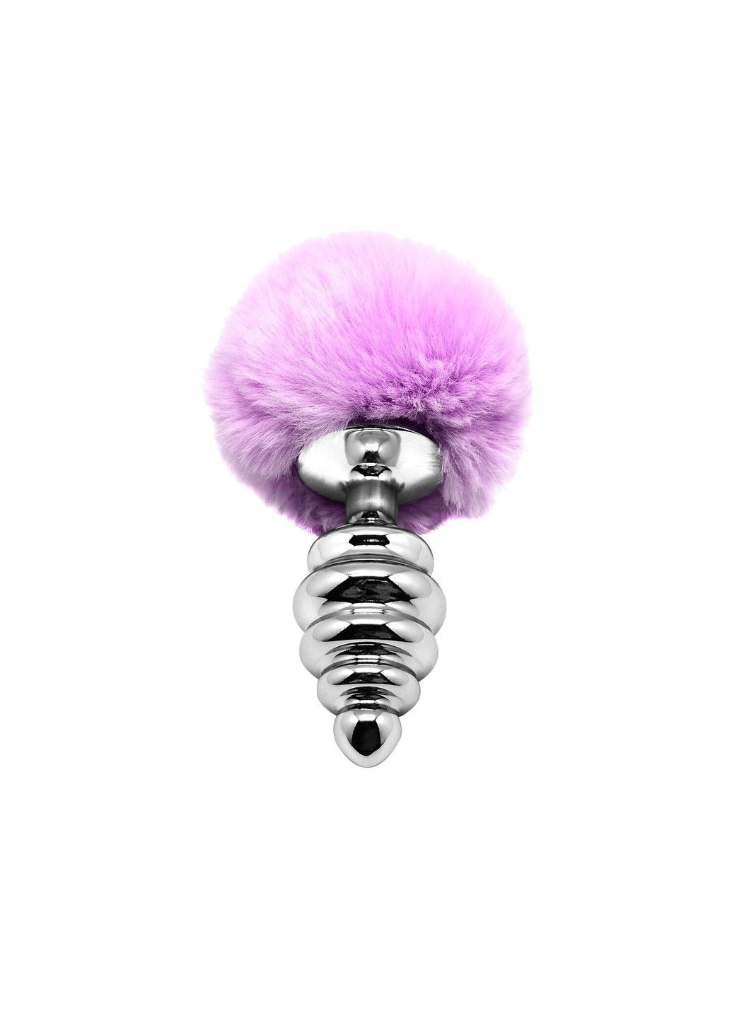 Металева анальна пробка Кролячий хвостик Fluffy Twist Plug L Purple, діаметр 3,8 см Alive (339866099)