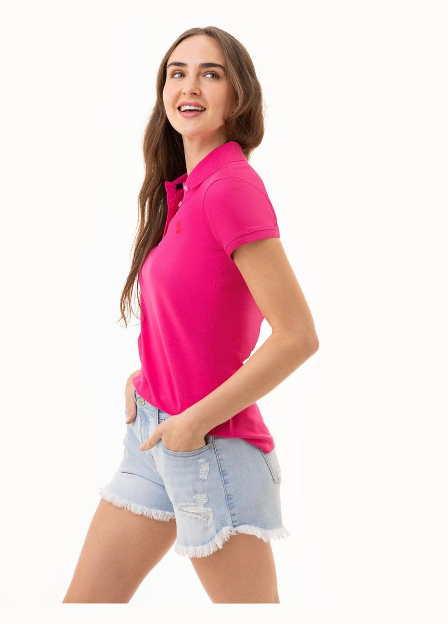 Женская футболка SOLID PIQUE POLO XS розовая U.S. Polo Assn. (336432897)