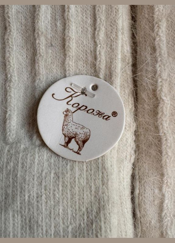 Молочные 1 пара 37-41 альпака шерсть, молочные теплые высокие носки в рубчик Корона однотонные (303629991)