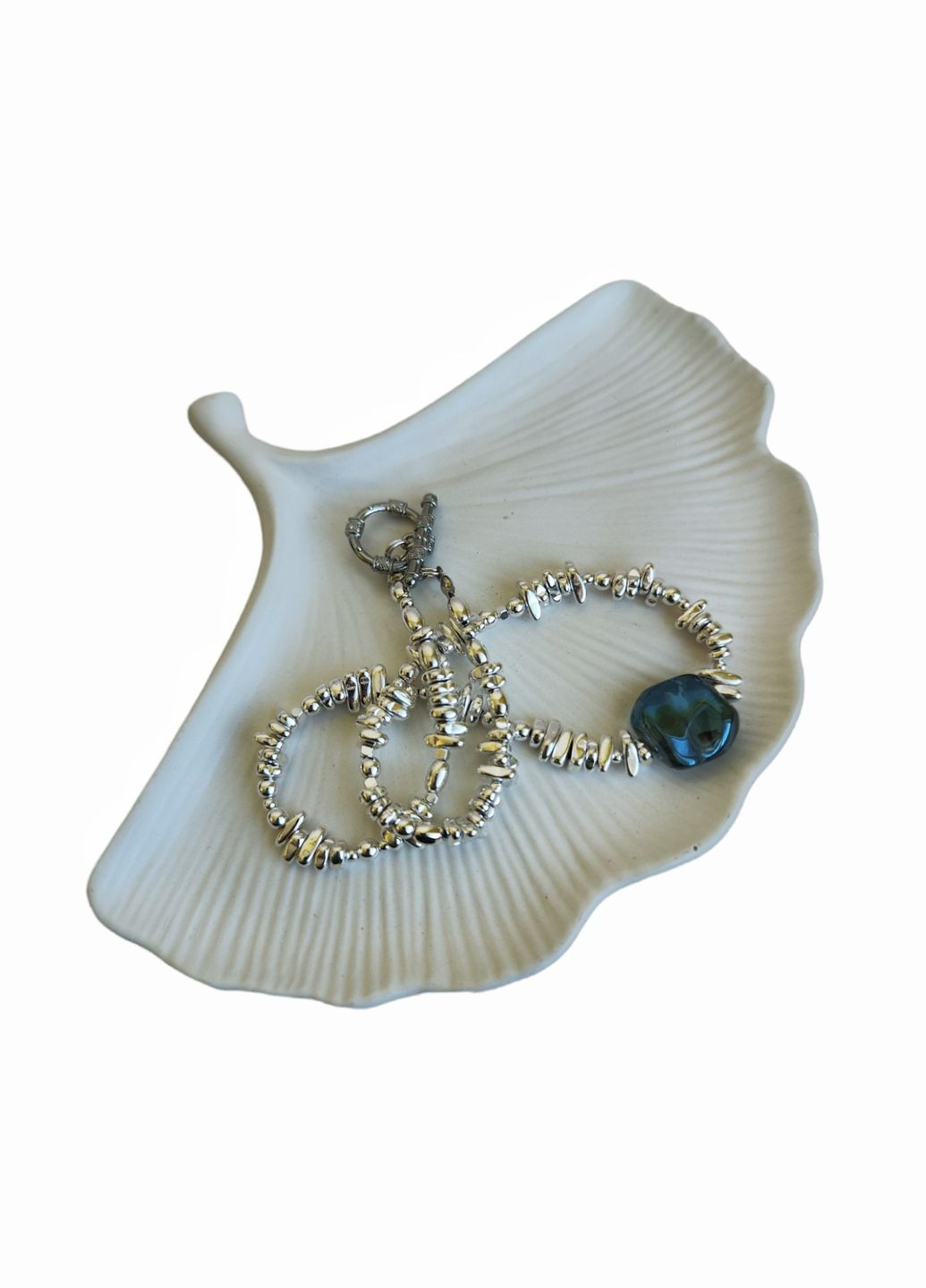 Чокер серебряного цвета с голубой акцентной бусиной (CH36) Ksenija Vitali (290187195)