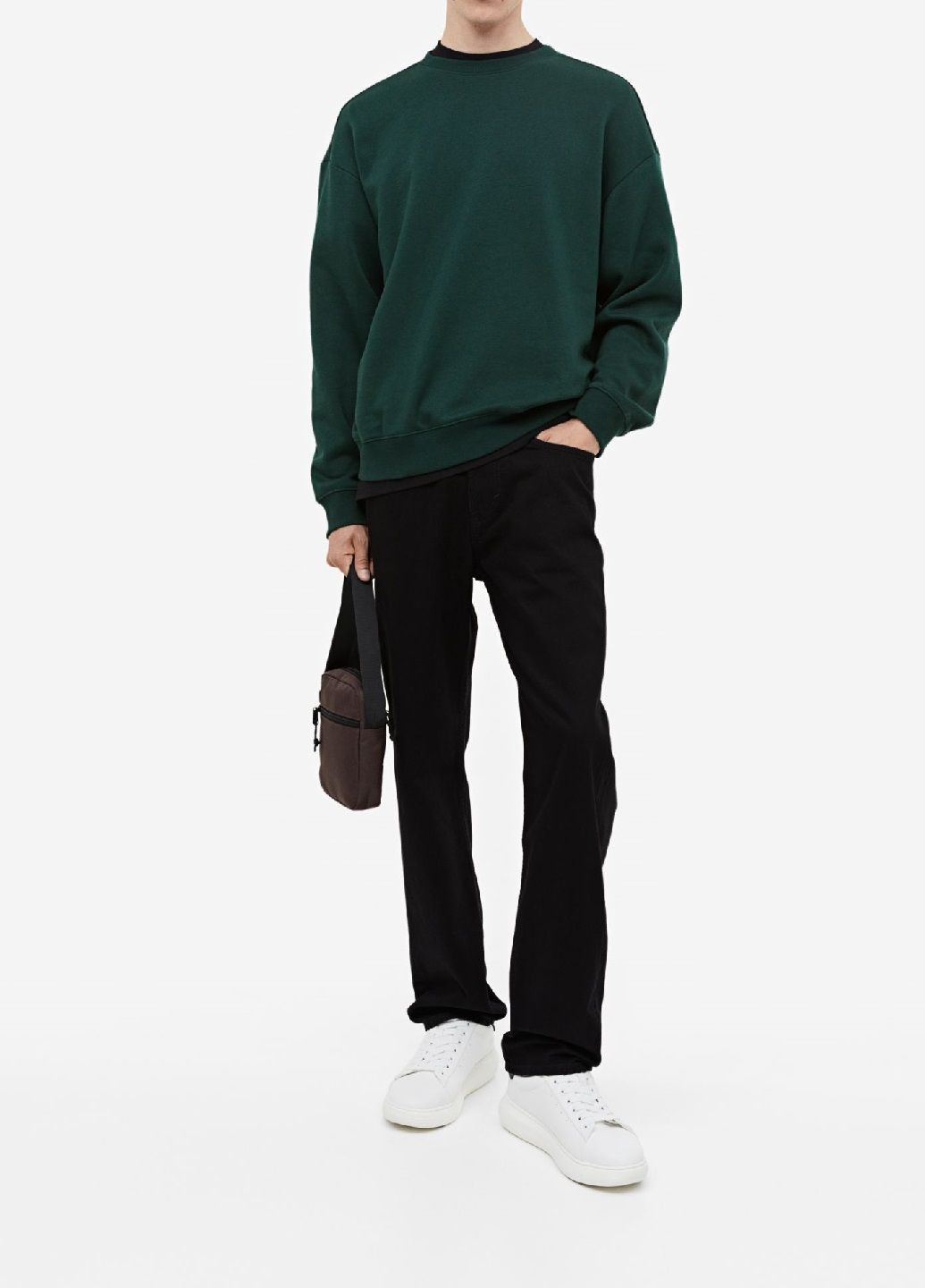 Свитшот H&M - крой темно-зеленый кэжуал - (283037309)