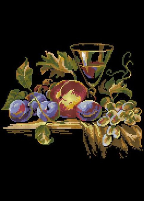Набор для вышивки крестиком. Размер: 21*17 см. Натюрморт со сливами Лоскуток (315358758)