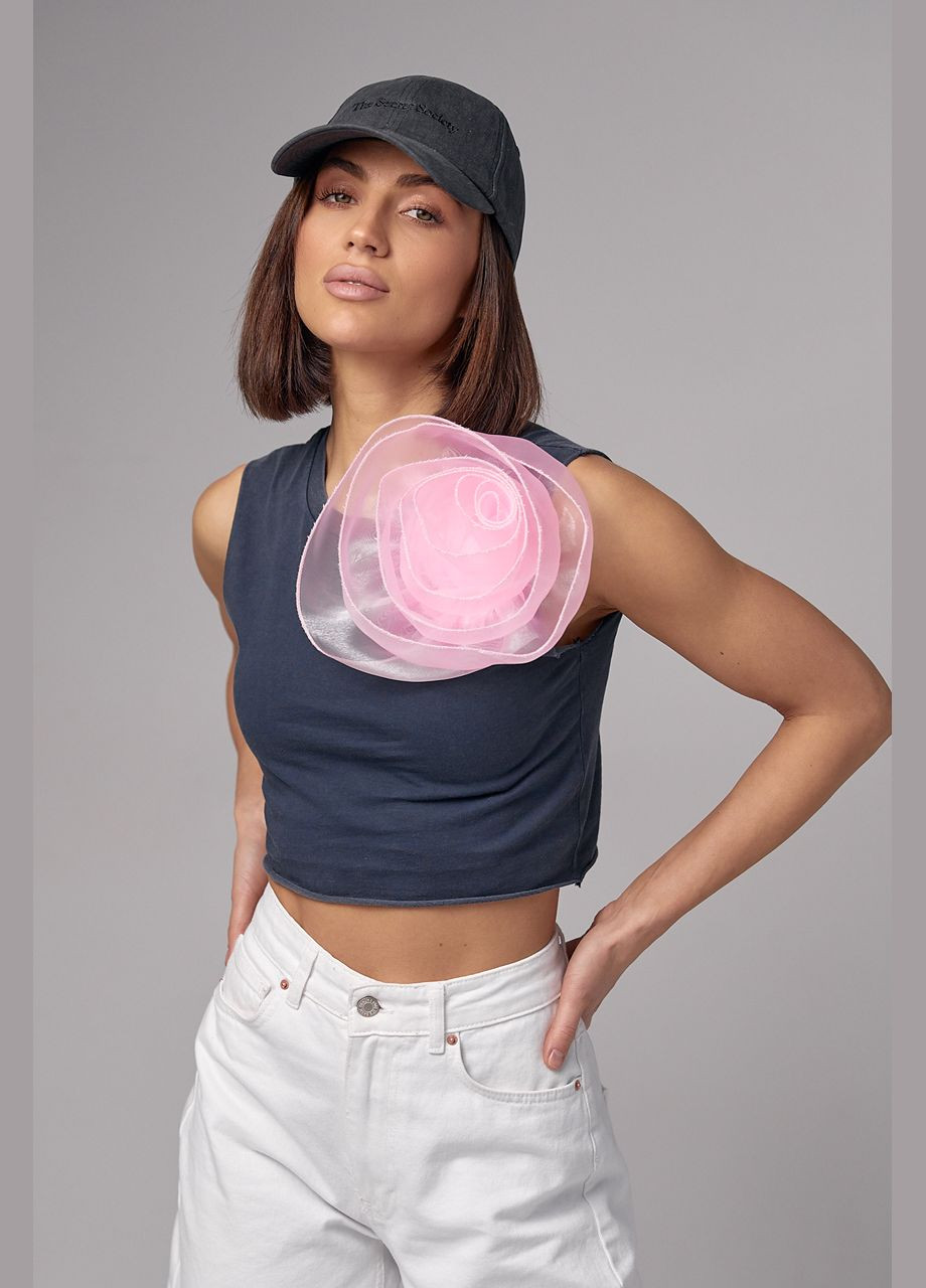 Трикотажный топ с объемным цветком Lurex (284116507)