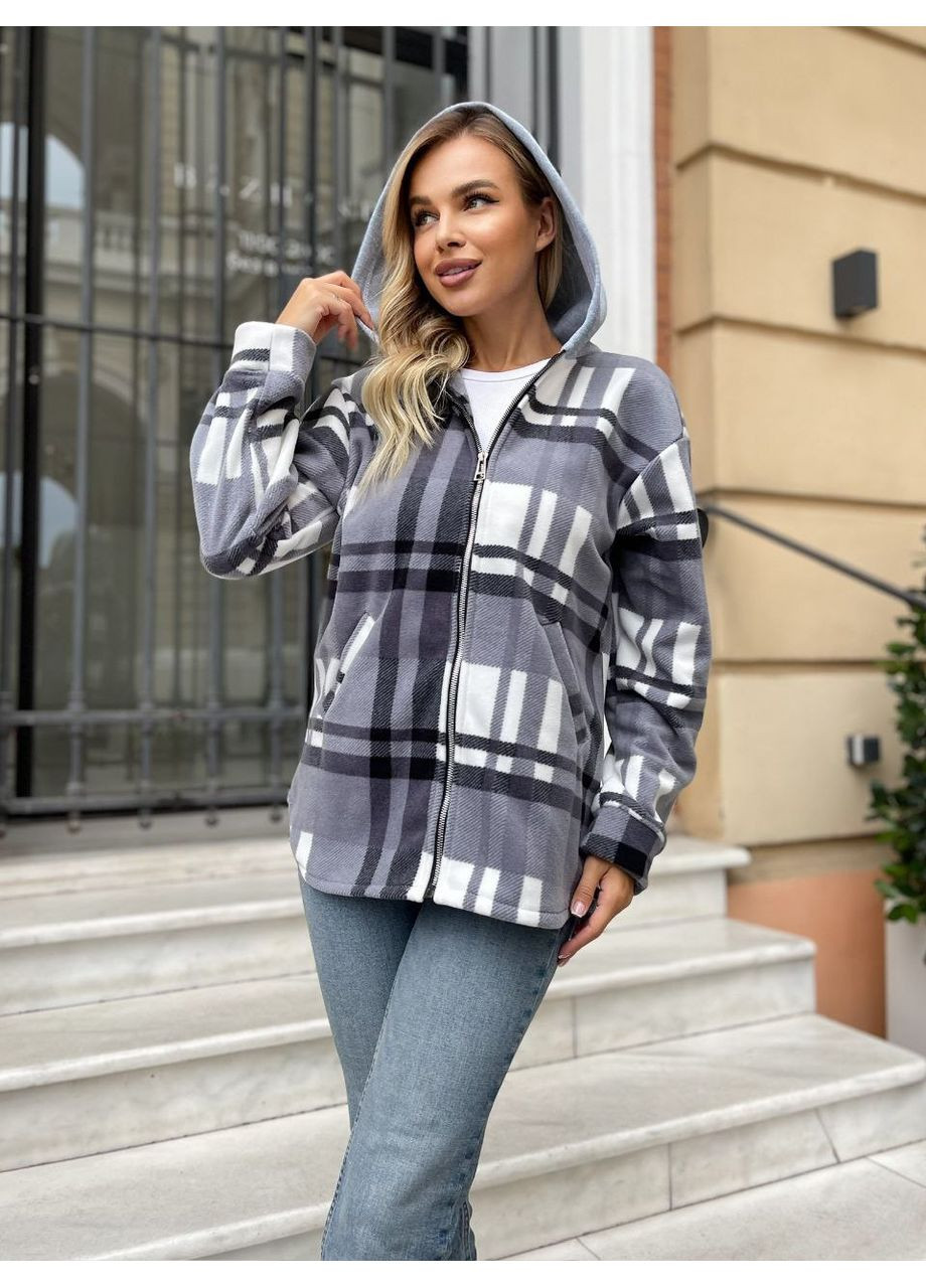 Серая повседневный рубашка в клетку MonCher с длинным рукавом