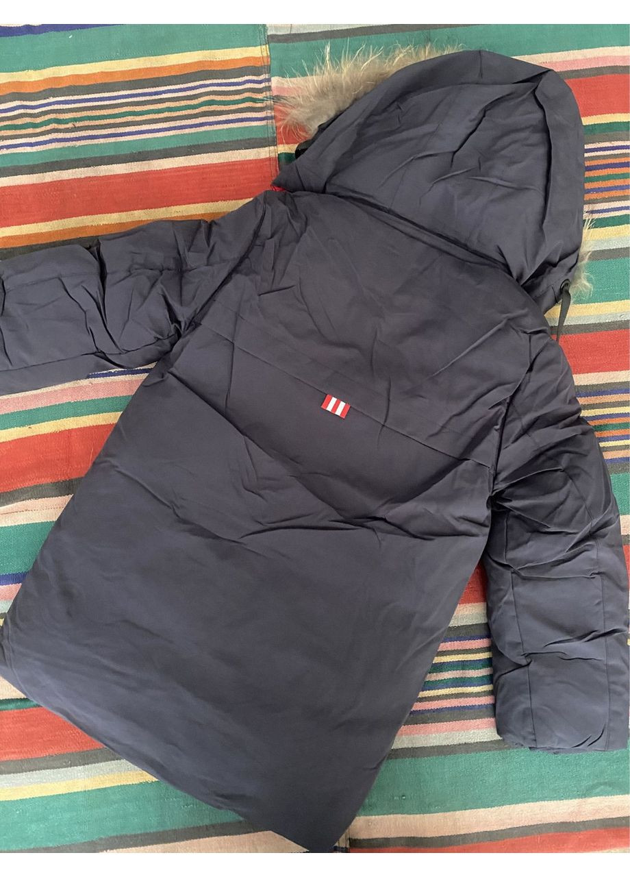 Синя зимня зимова подовжена куртка пальто на хлопчика з капюшоном 104-128 холофайбер No Brand