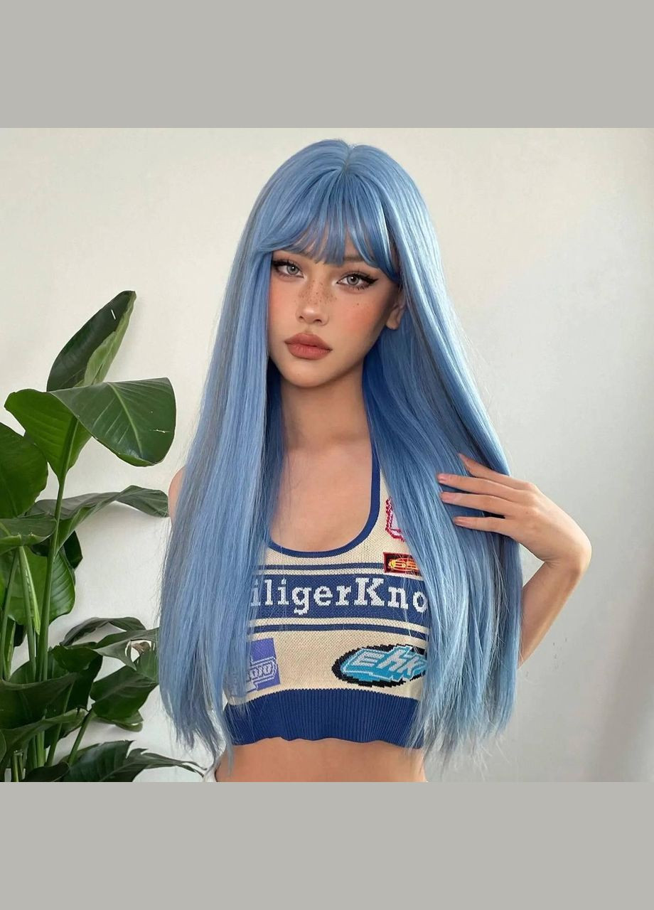 Перука пряме волосся, аніме парик голубе волосся 60см No Brand (338436909)