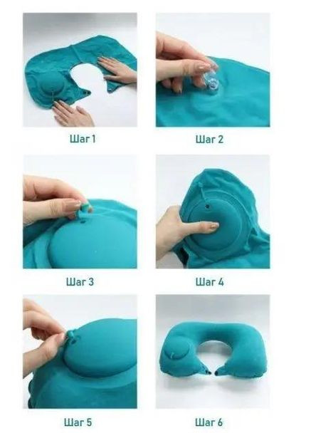 Дорожная надувная подушка подголовник на шею со встроенным насосом No Brand (306555108)