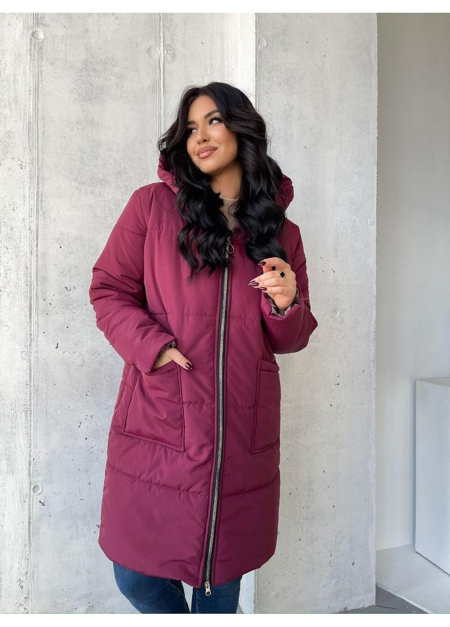 Бордовое зимнее Теплое зимнее пальто Sofia