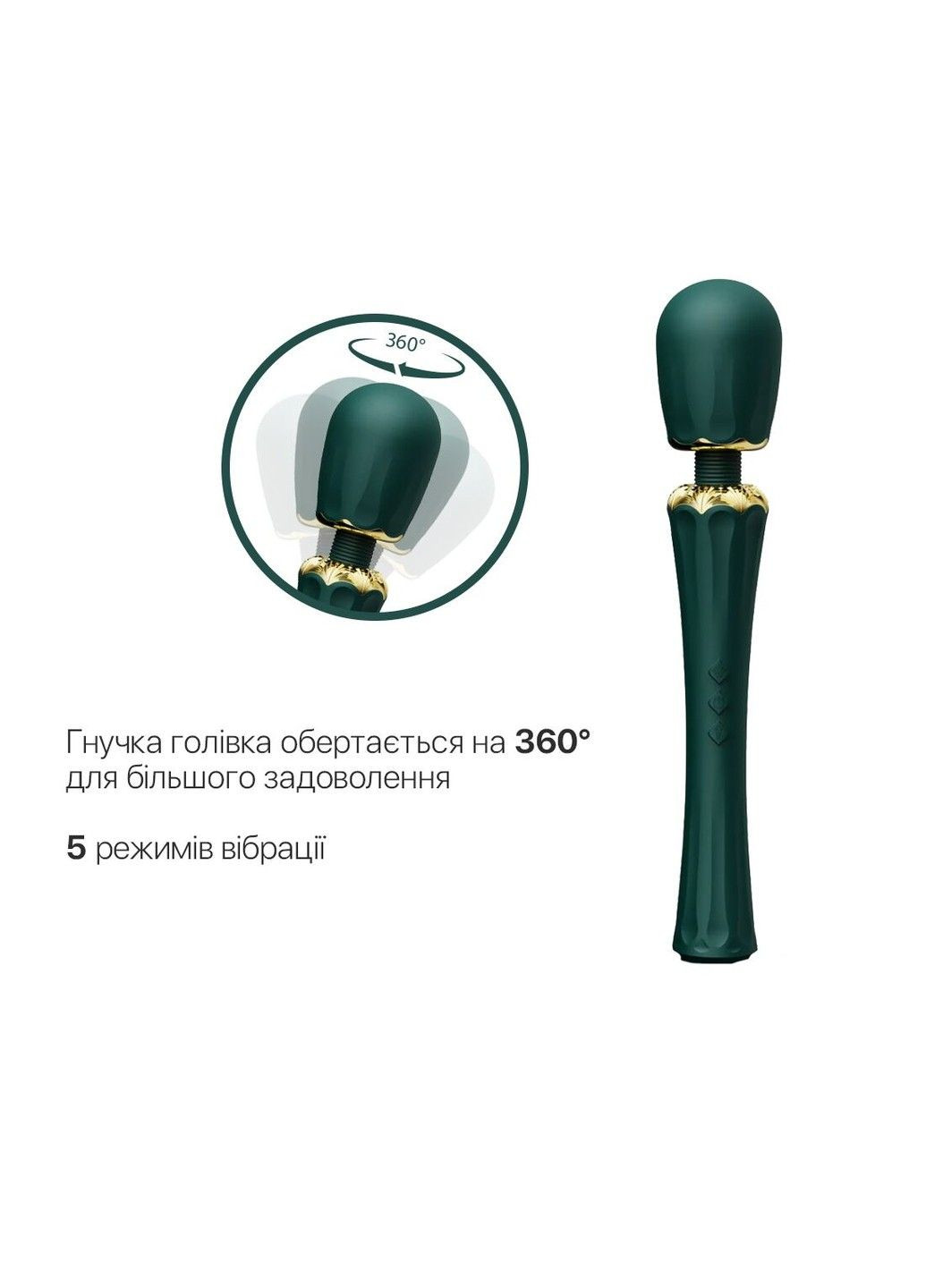 Вібромасажер з насадками Kyro Wand Turquoise Green потужний вібратор для точкової стимуляції Zalo (298348894)