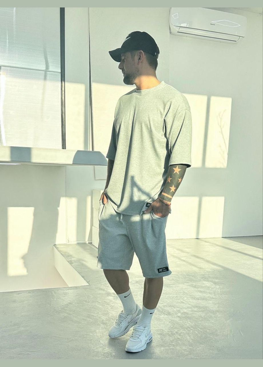 Серый летний костюм мужской - двойка, шорты + футболка с шортами JUGO NN_brand № 2059