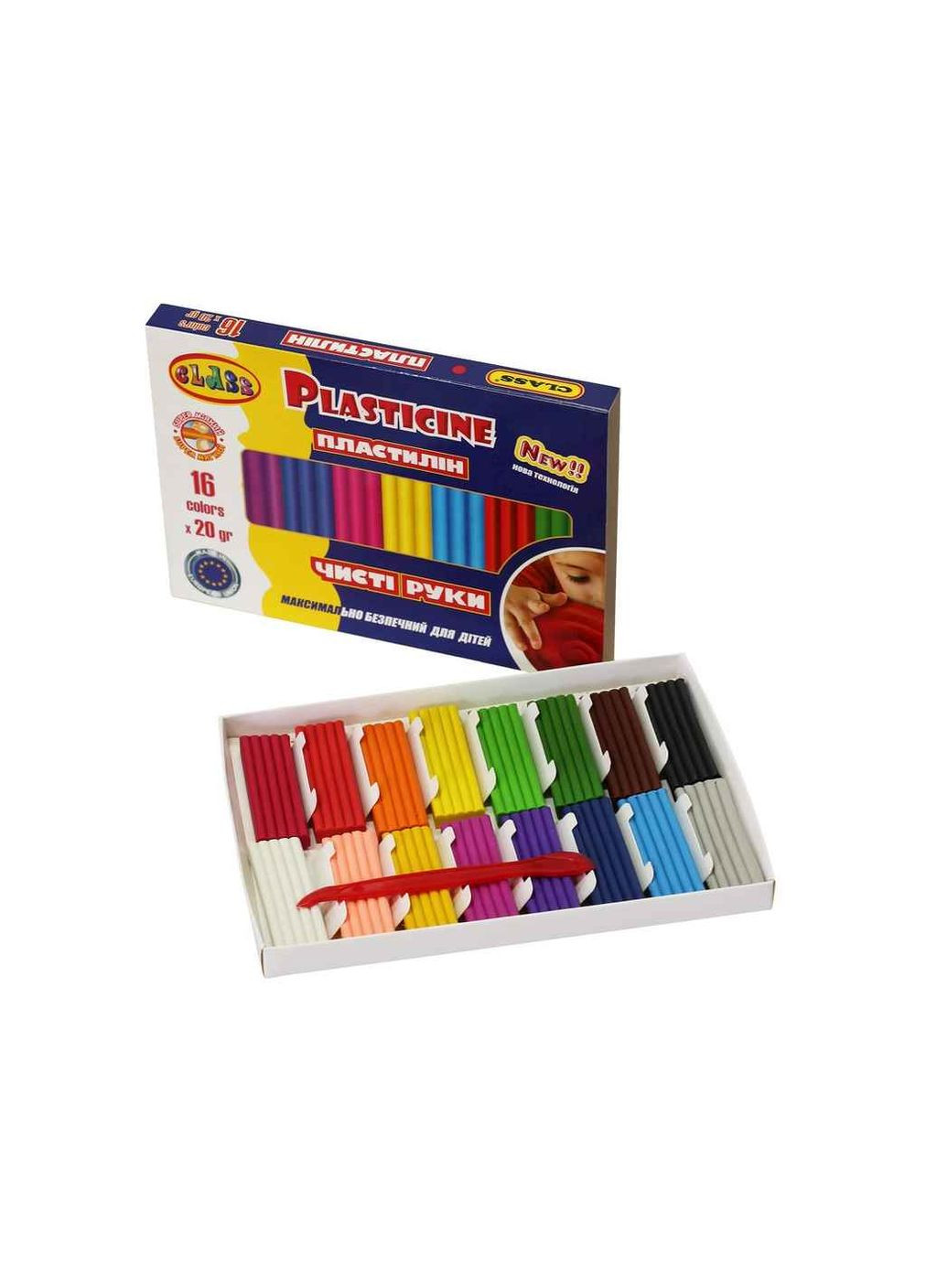 Пластилін 16кол. Чисті руки MAXI*20гр, ECO, 7647С, Class (359435398)