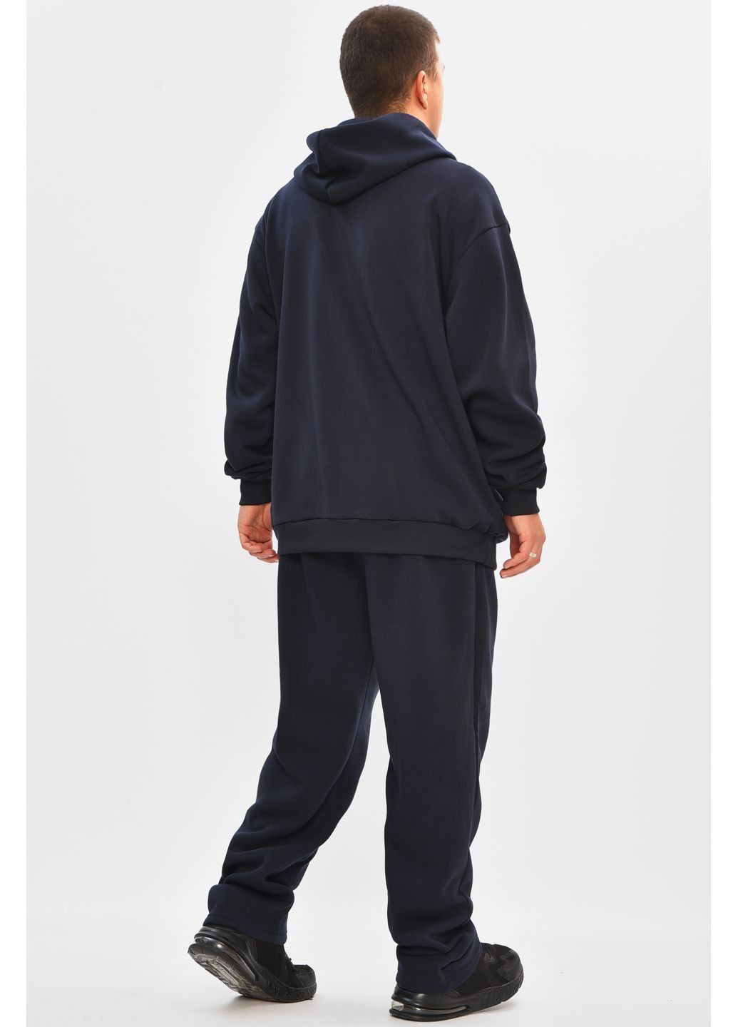 Темно-синій зимній спортивний костюм чоловічий батал на флісі темно-синього кольору брючний Let's Shop