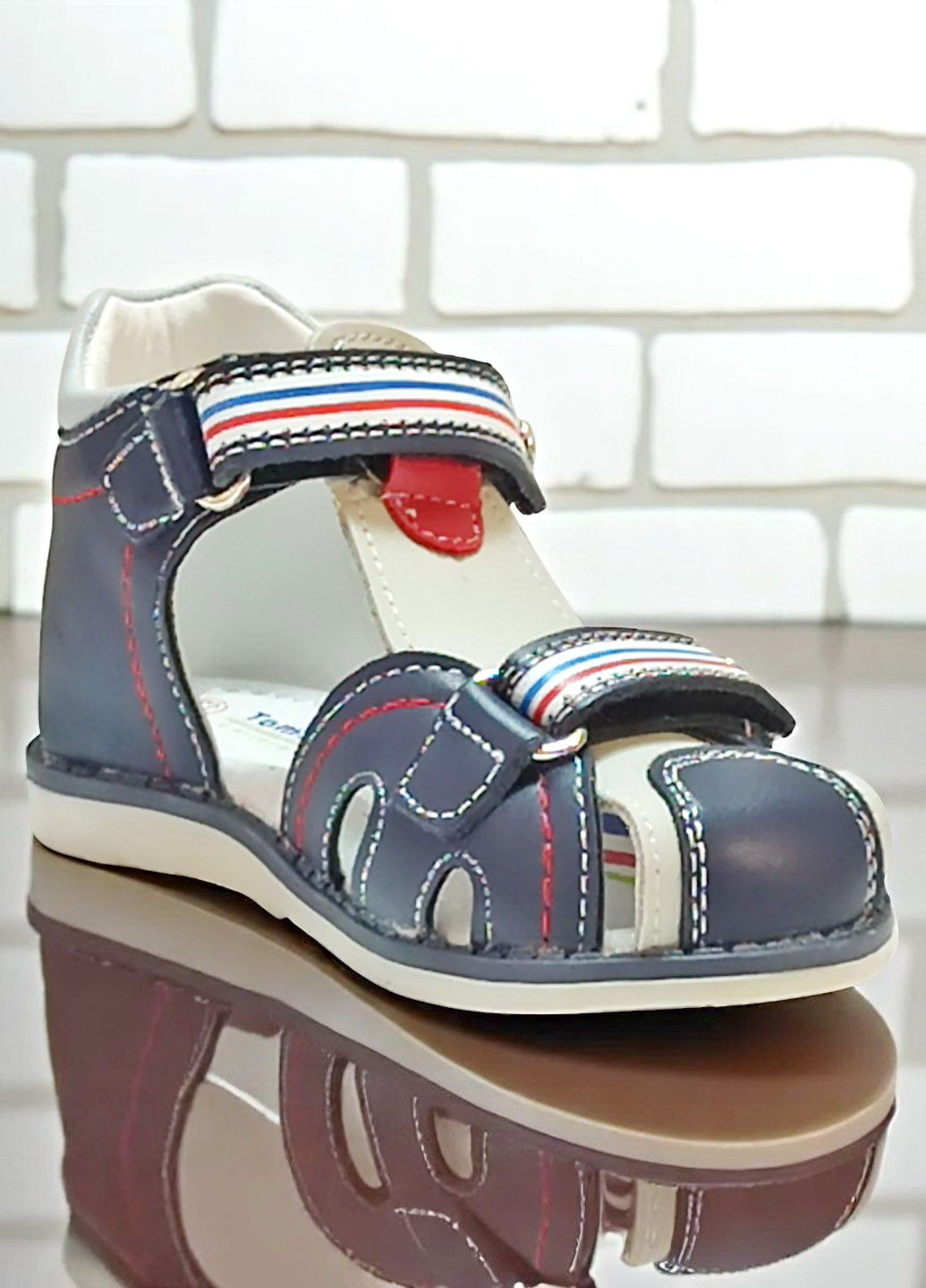 Синие повседневные закрытые босоножки ортопедические сандалии на липучках для мальчика Tom.M на липучке