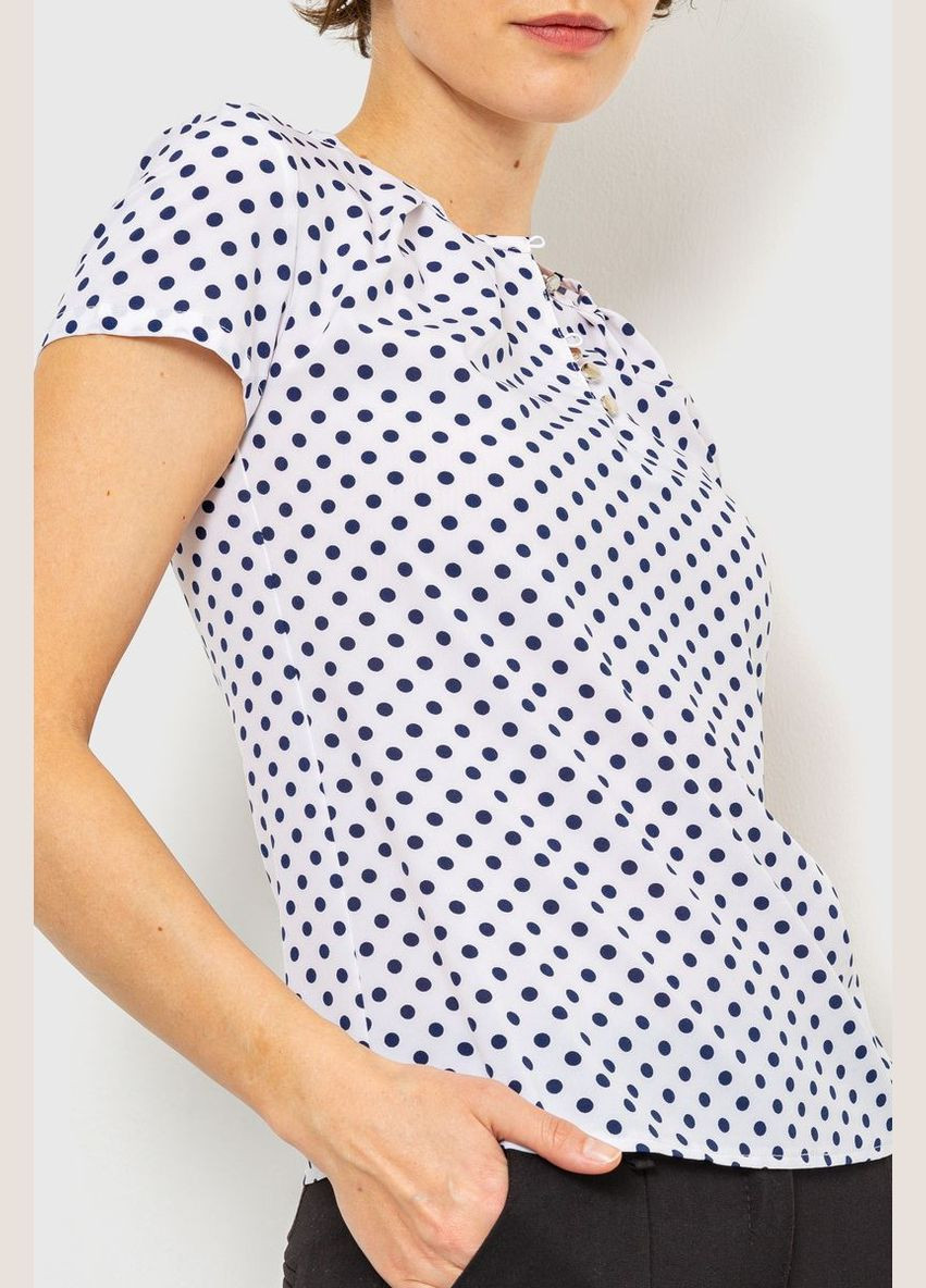 Комбинированная летняя блуза в горох, цвет бело-синий, Ager
