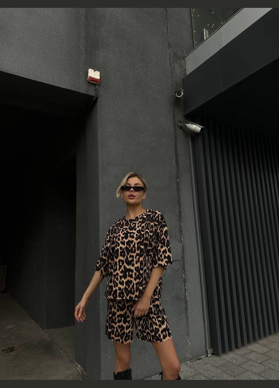 Жіночий костюм с леопардовим принтом тринитка петля No Brand 183 (293244724)