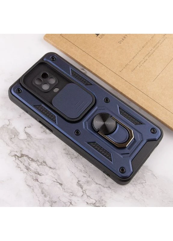 Ударопрочный чехол Serge Ring для Xiaomi Redmi Note 9s Note 9 Pro Note 9 Pro Max синий, с кольцом и магнитом Epic (396509728)
