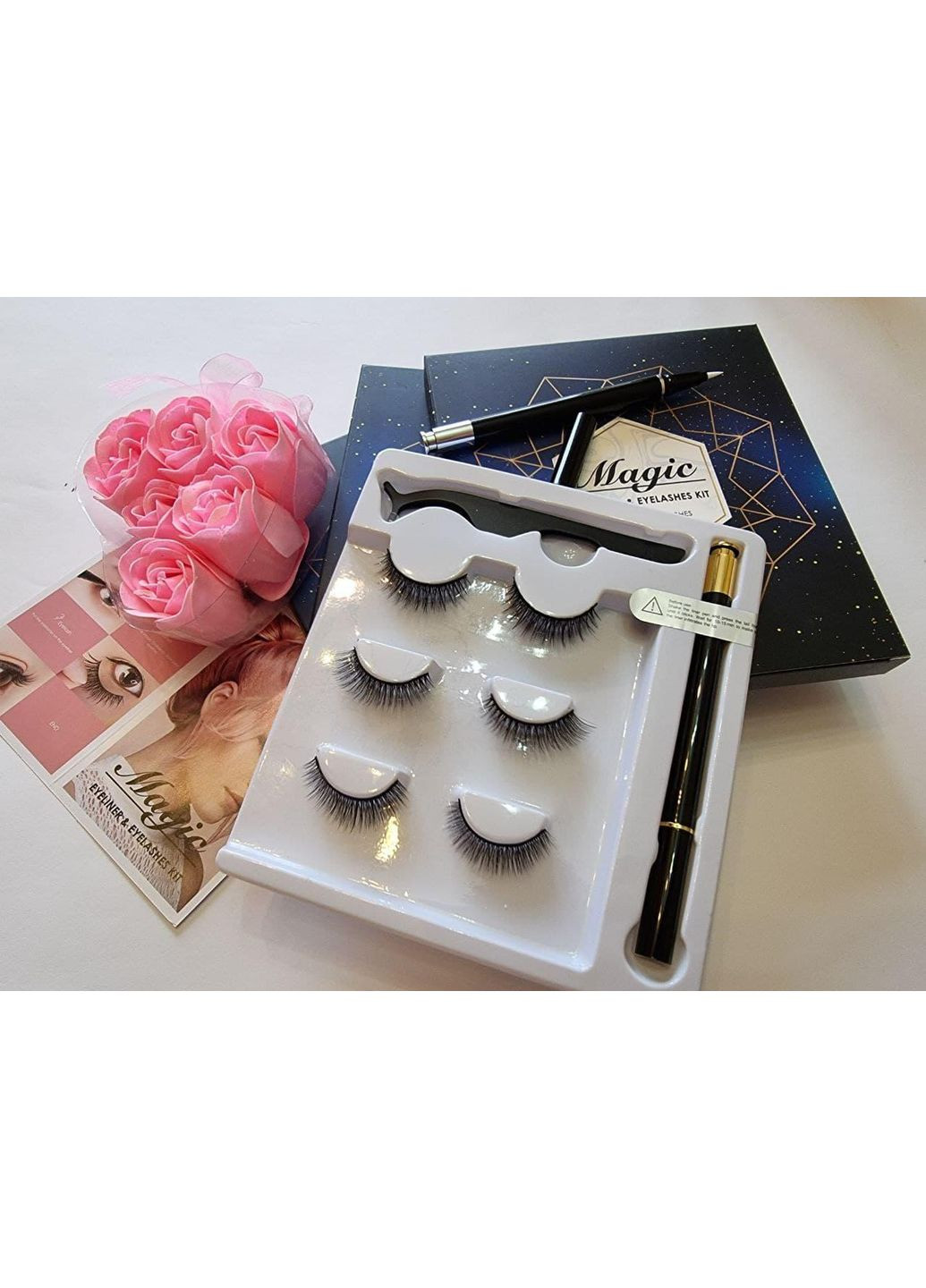 Набор ОРИГИНАЛ многоразовые ресницы БЕЗ магнитов ТРИ модели Классика + Маркер подводка Magnetic Lashes (366668467)