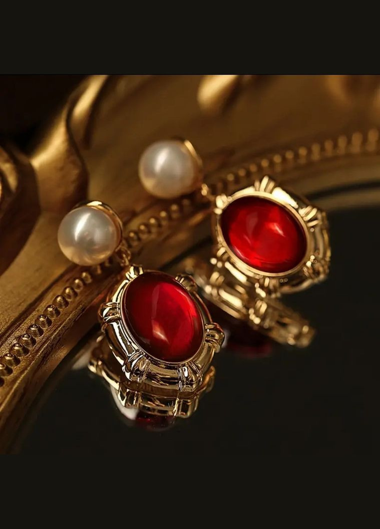 Вінтажний стиль: сережки з підвісками червоними кристалами, 2607 Fashion Jewelry (336550559)