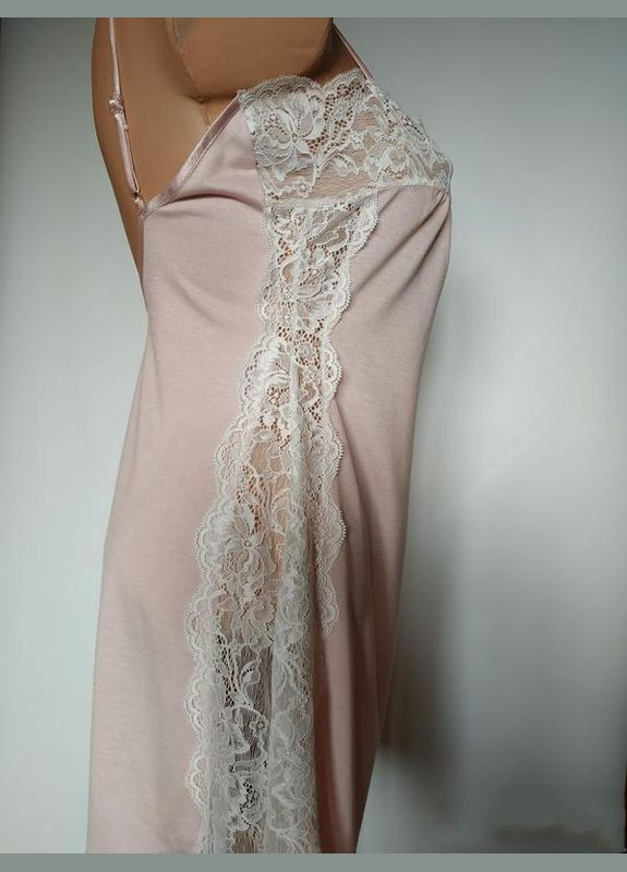 Пудровый демисезонный роскошный вискозный с кружевом комплект из 6 предметов bondy 1028 размер л. 48 Bondi