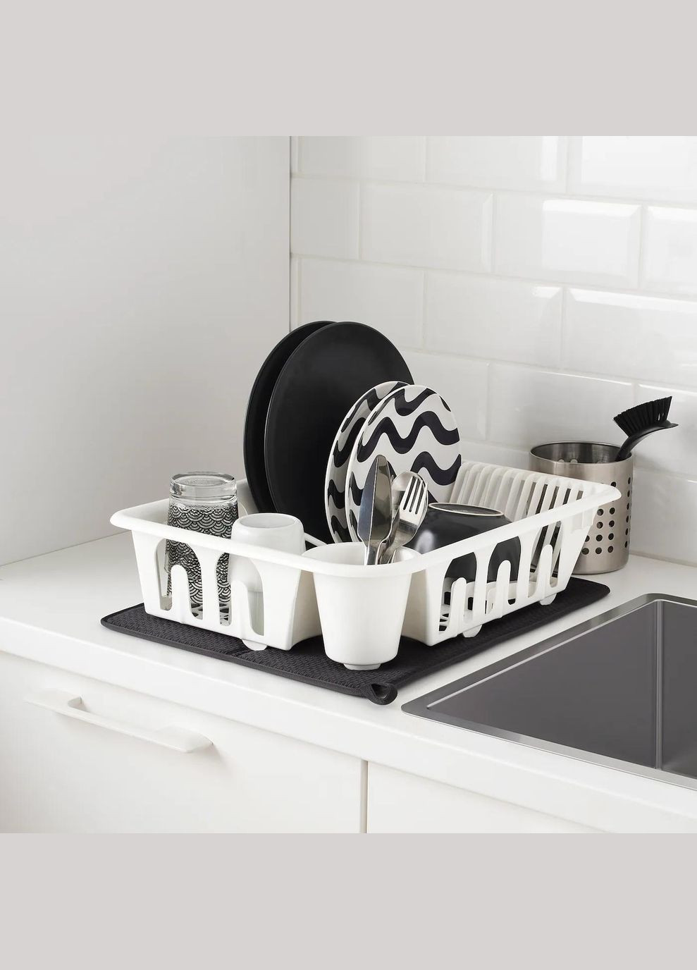 Коврик для сушіння посуду ІКЕА NYSKOLJD 44х36 см темносірий (00451059) IKEA (267900174)