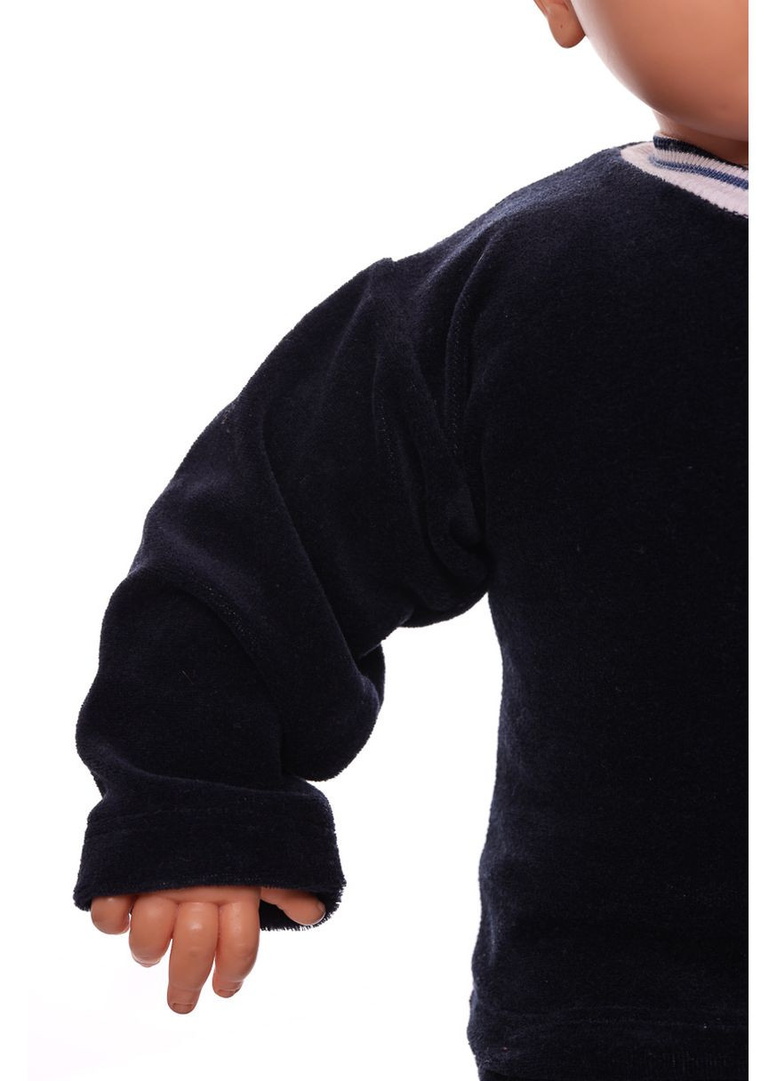 Чорний зимній костюм з довгим рукавом для хлопчика велюровий з ведмедиками чорний 74 см (26674) BABYKROHA