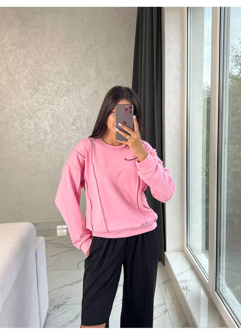 Розовый свитшот женский Гермес однотонный без декора (354816693)