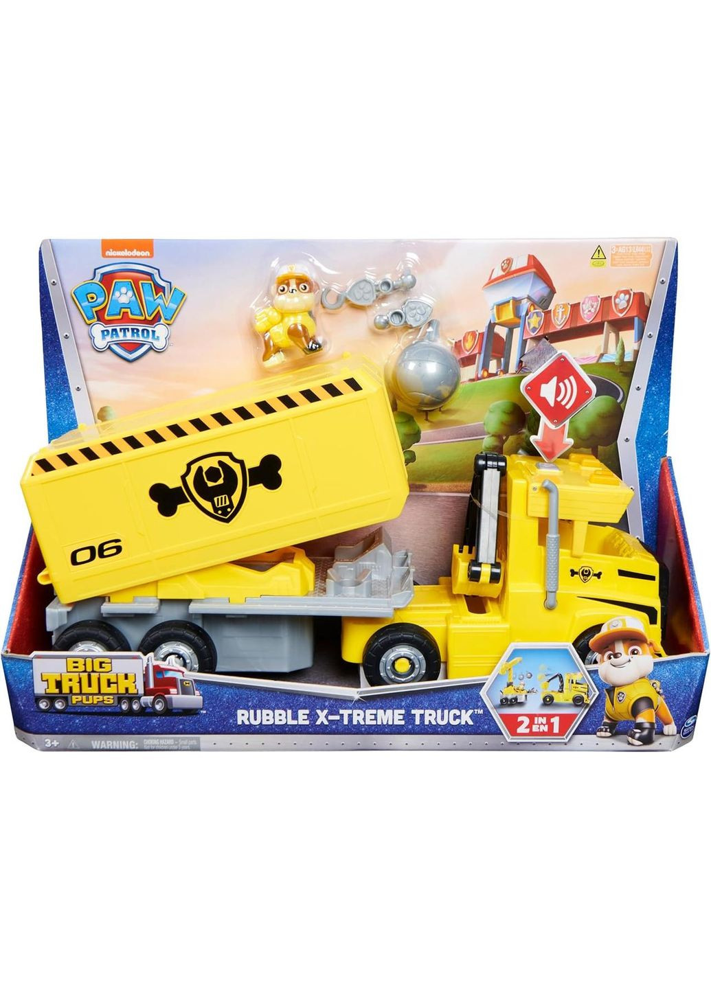 Щенячий патруль Велика вантажівка-трансформер, екскаватор з водієм Кремез Paw Patrol Rubble Transforming X-Treme Truck Spin Master (365251657)