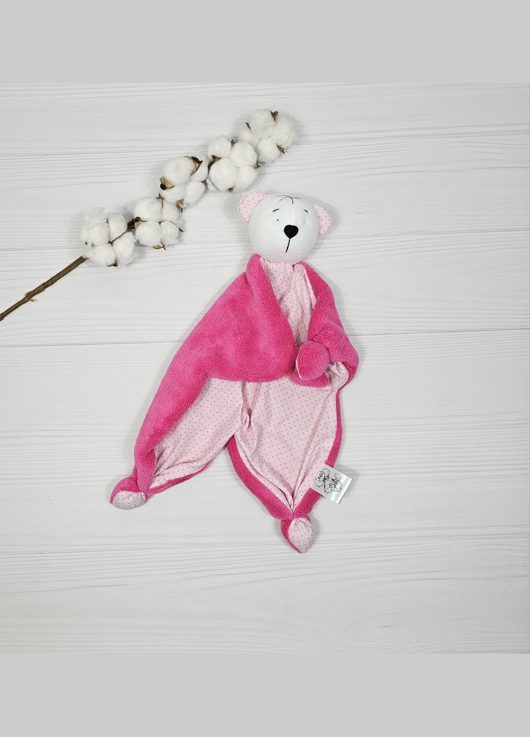 Іграшка комфортер Ведмедик, брязкальце і Еко гризунок Шурхітливі вушка з підвіскою a.l.babybox Зайчики в трояндах Рожевий No Brand (316318337)