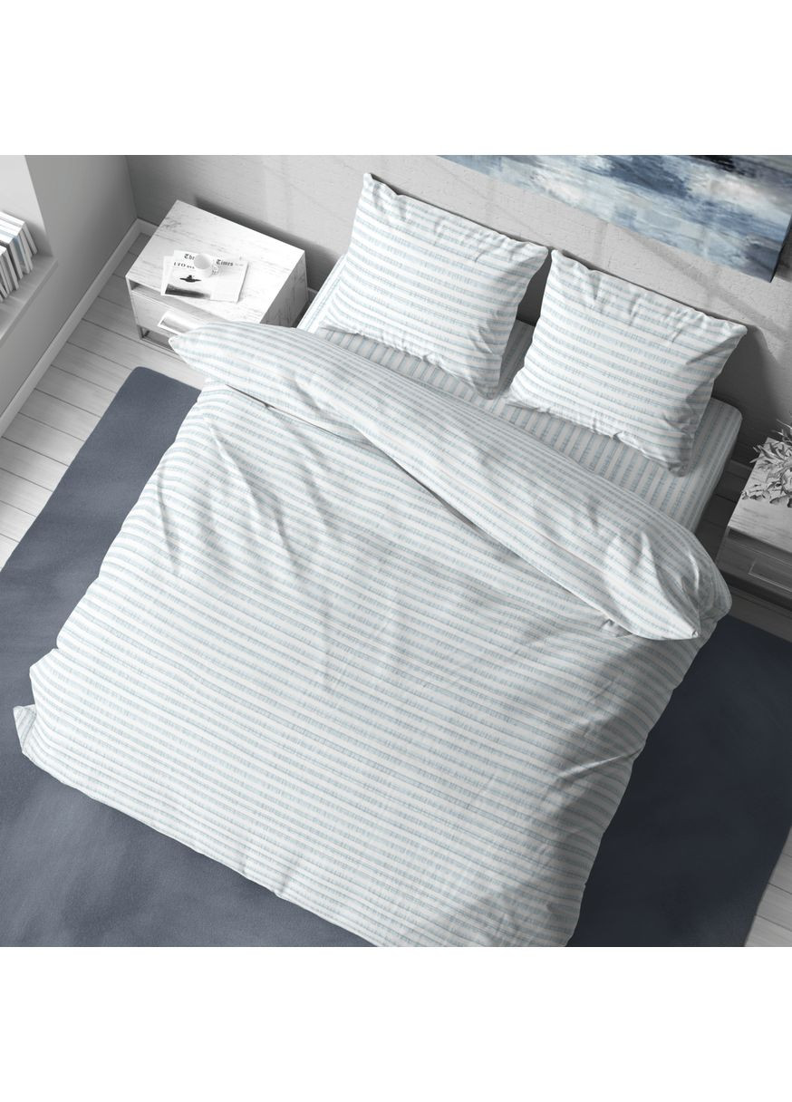 Постельное белье, Бязь, Голубой с белым, Евро, B-1167 Lelit (362267574)