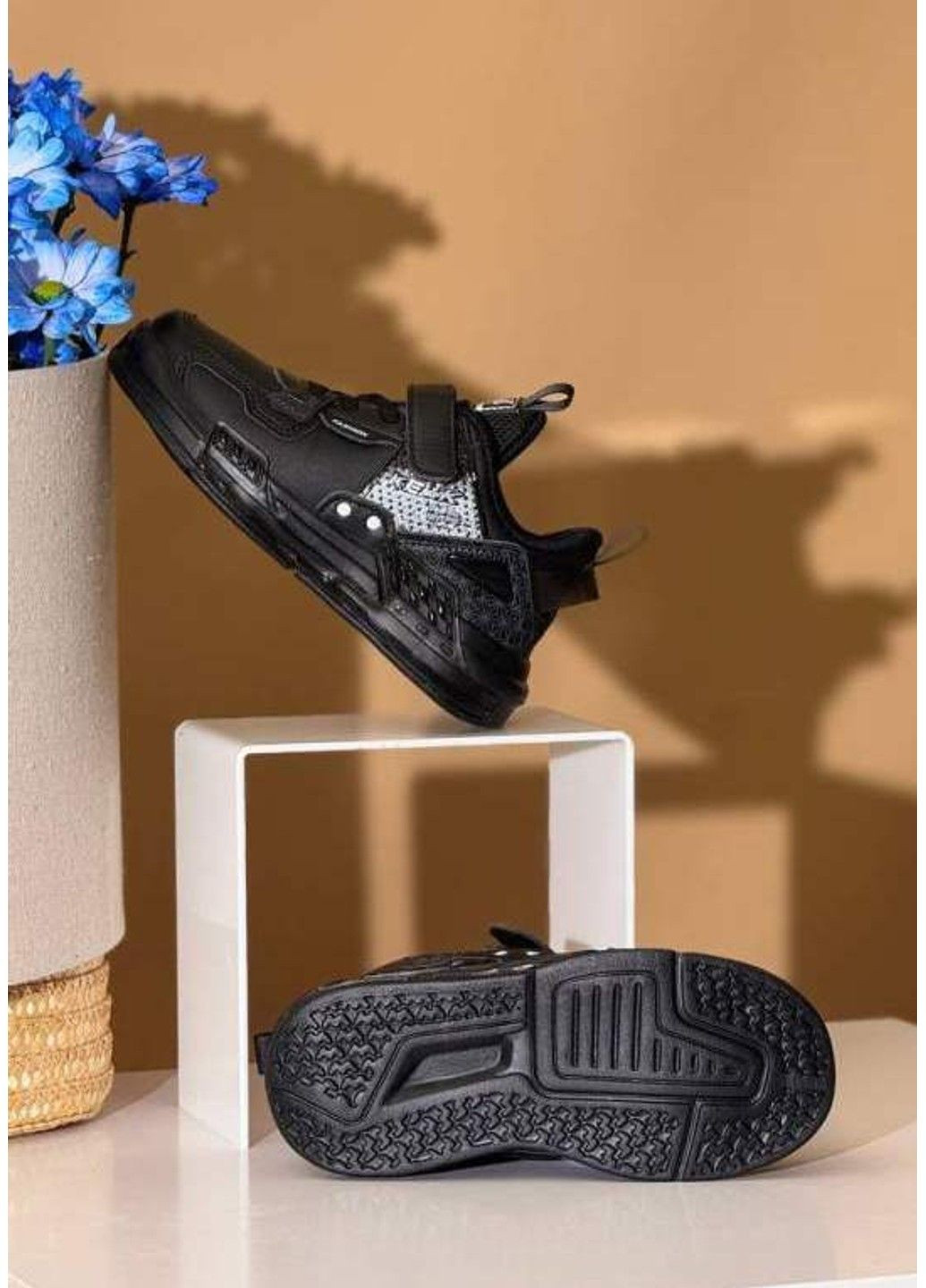 Черные демисезонные кроссовки детские led подсветка черные W.Niko