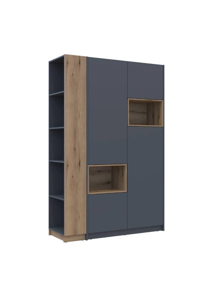 Шафа для одягу з нішою та етажеркою Дейл Графіт/Дуб Евок 2 ДСП 143.2х52х220 (DRS-011734) Doros (361999361)