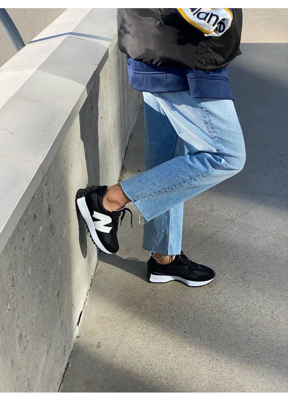 КРОССОВКИ ЖЕНСКИЕ NEW BALANCE 327 BLACK WHITE V3 НЬЮ БЕЛАНС 327 No Brand чёрные демисезоны (368855058)