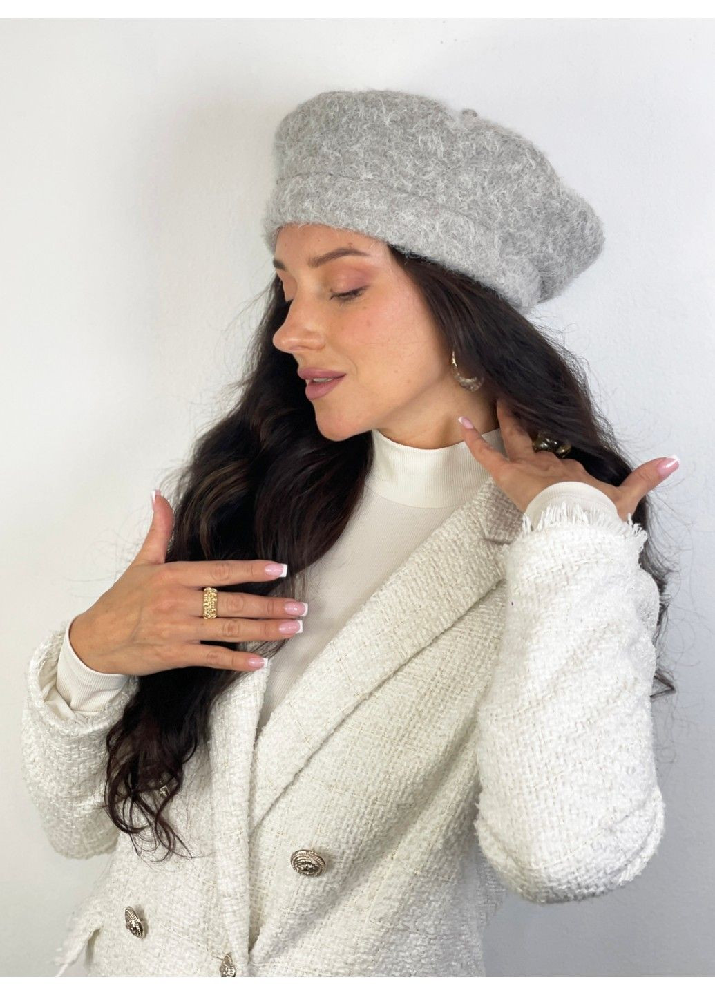 Теплый классический берет шерсть Альпака BANDANA QUEEN (364550806)