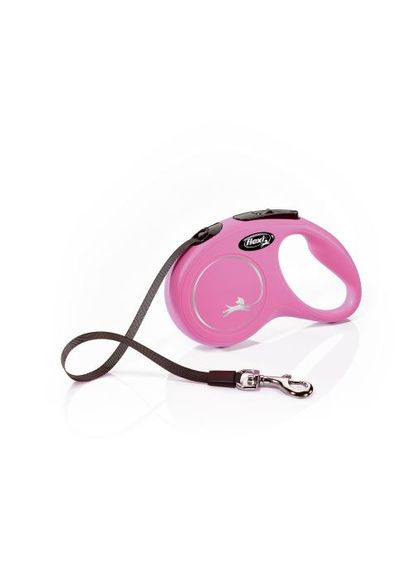 Повідець-рулетка New Classic для собак, зі стрічкою, розмір S 5 м / 15 кг (рожева) Flexi (330923957)