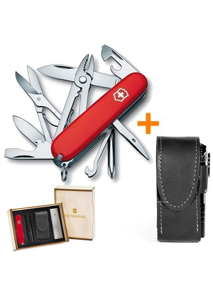 Комплект Ніж Deluxe Tinker Red 1.4723 + Чохол з ліхтариком Police Victorinox (317303614)