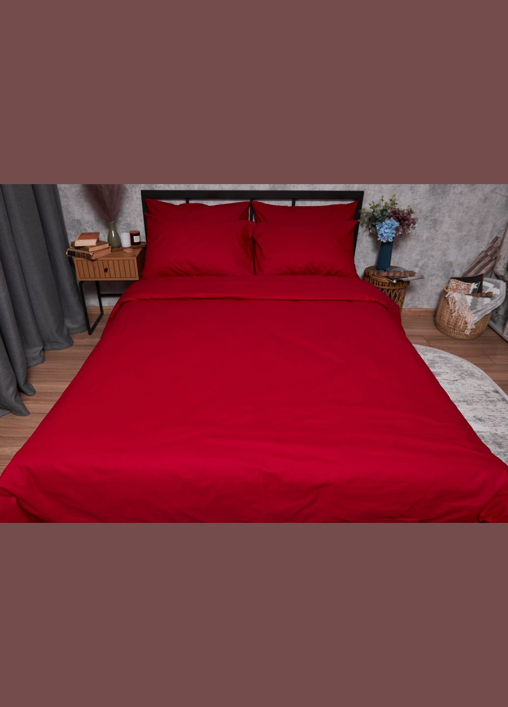 Комплект постельного белья Бязь Gold Люкс полуторный евро 160х220 наволочки 4х50х70 (MS-820003138) Moon&Star Cherry Red (288044322)