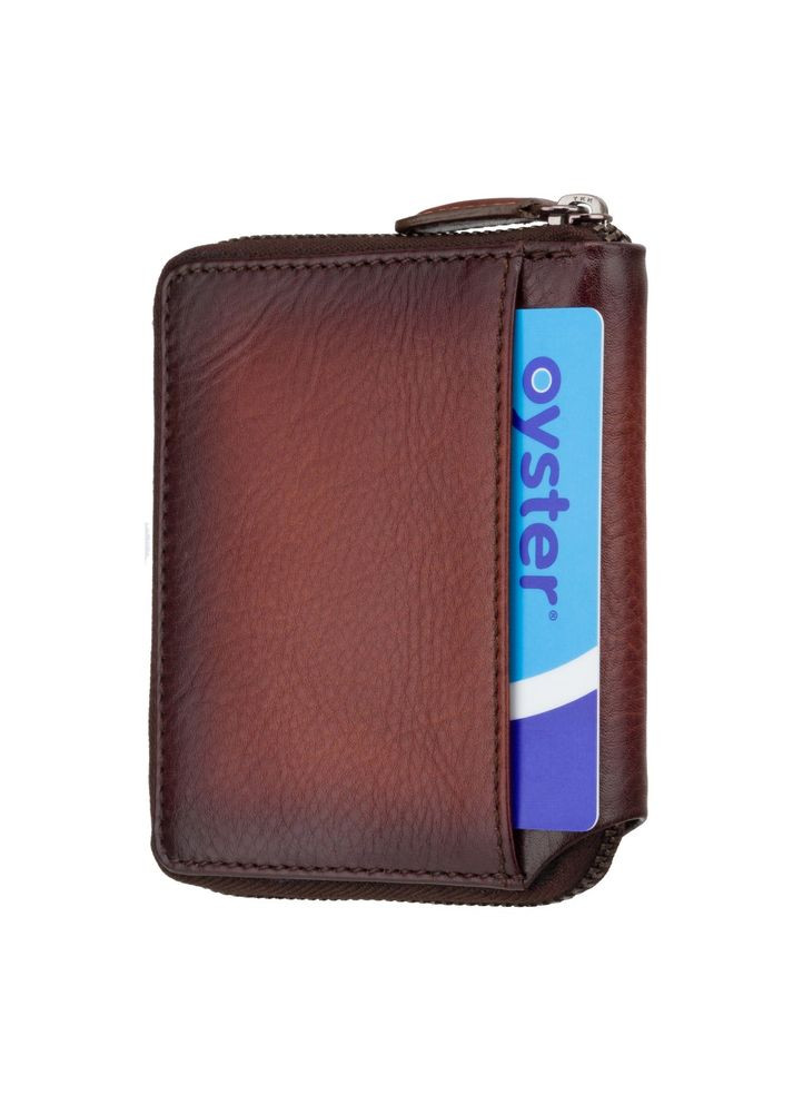 Маленький шкіряний гаманець на блискавки AT65 B/TAN Mondello c RFID Visconti (303831123)