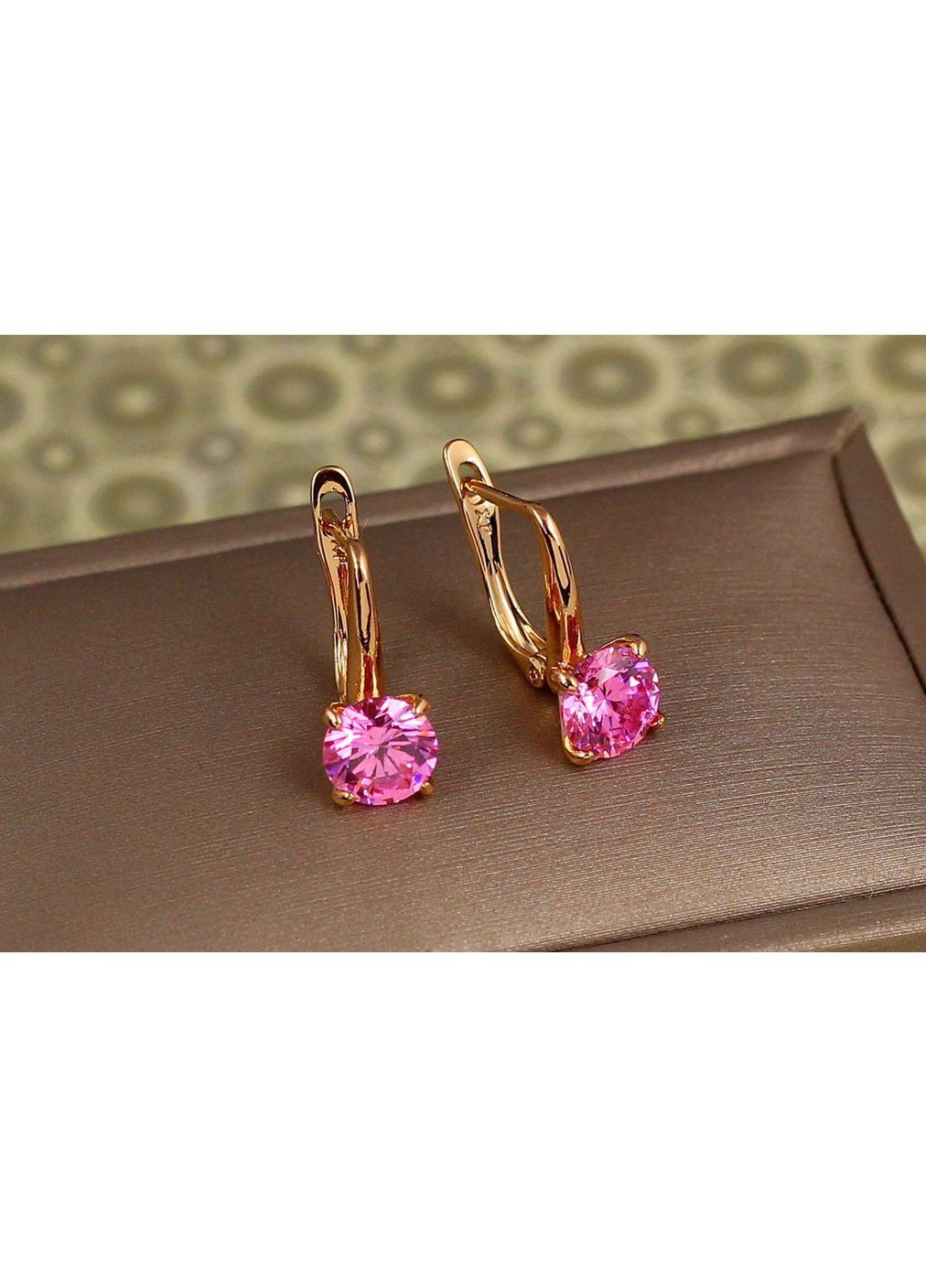 Серьги солистка с розовым камнем 1,7 см золотистые love-shopping Xuping Jewelry (354657818)