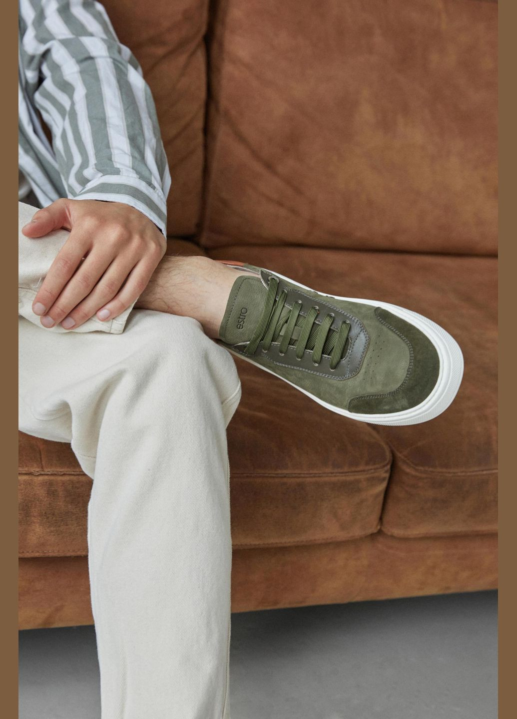 Зелені кеди низькі, колір зелений Estro