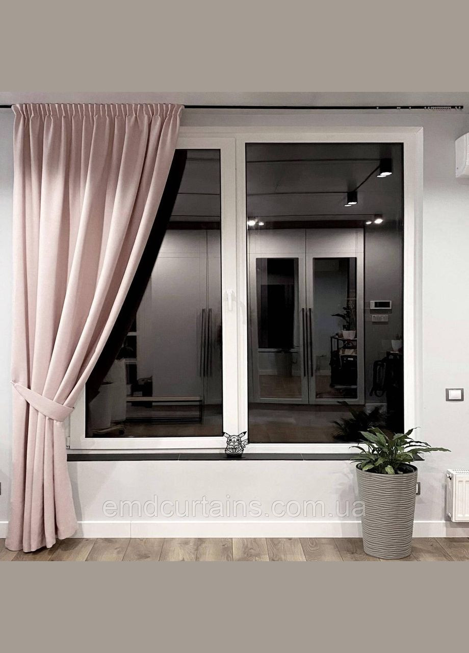 Штора на тасьмі 1 шт. з підхватом ширина-320 висота-250 мікровелюр Світло-рожевий No Brand (337353888)