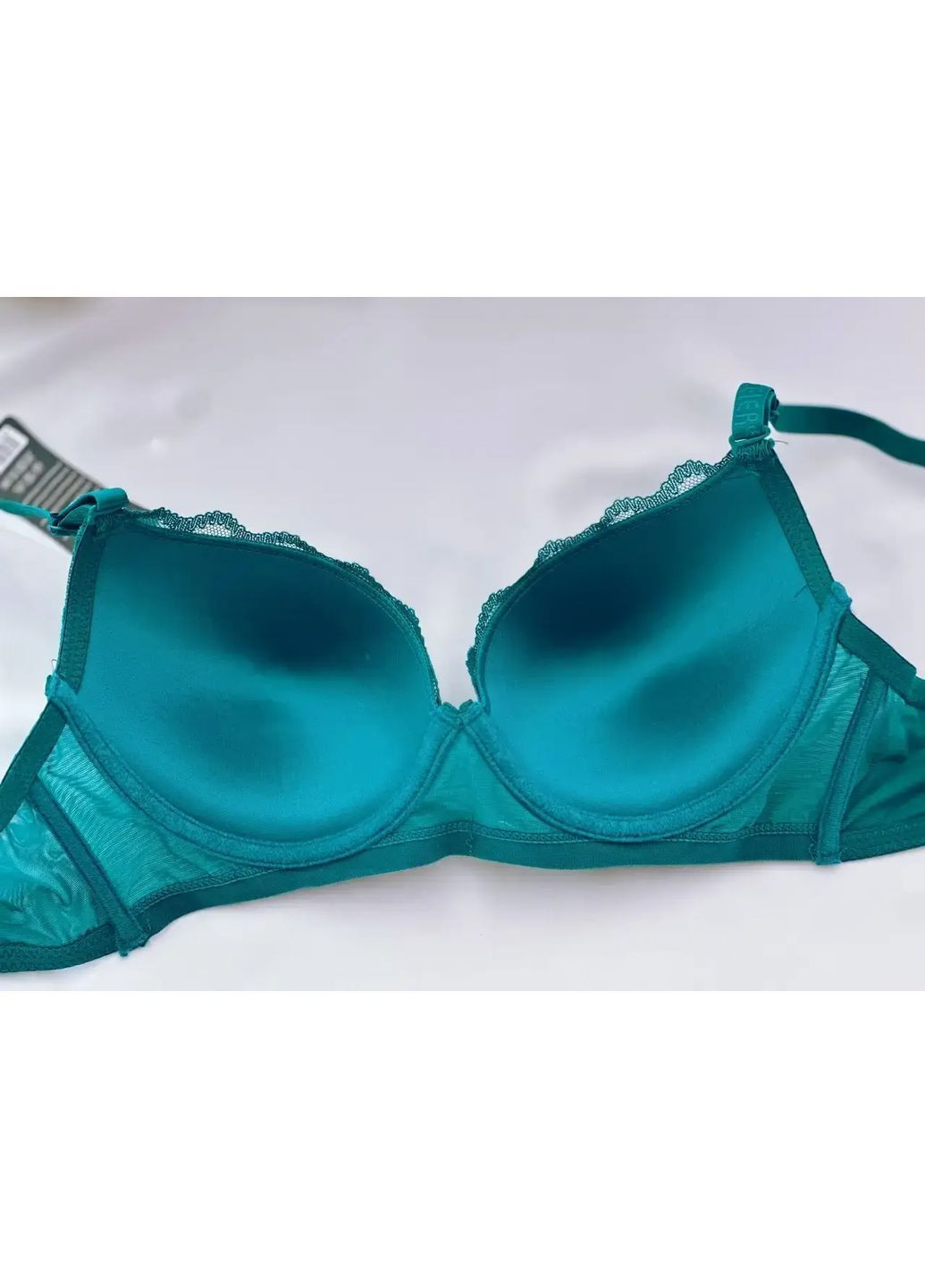 Изумрудный бюстгальтер - с косточками, кружевом и украшением Biweier с косточками