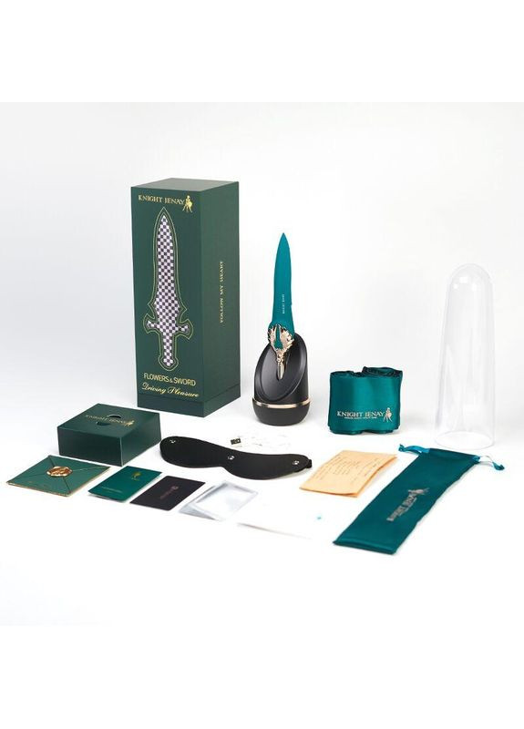 Изысканный вибратор Knight Jenay FLOWERS & SWORD, маска, лента и лубрикант в комплекте No Brand (366877193)