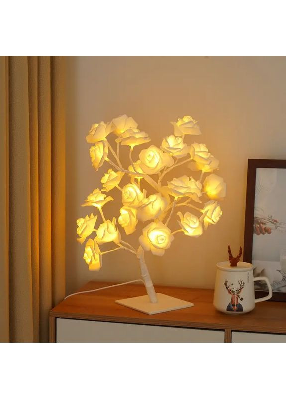 Світлодіодна настільна LED лампа "Дерево кольорова троянда" з теплим світлом від 220V TR-8777 White No Brand (366089818)