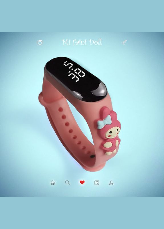Дитячий сенсорний електронний годинник з 3Д браслетом водонепроникний My Melody Hello Kitty персиковий PRC (262890134)
