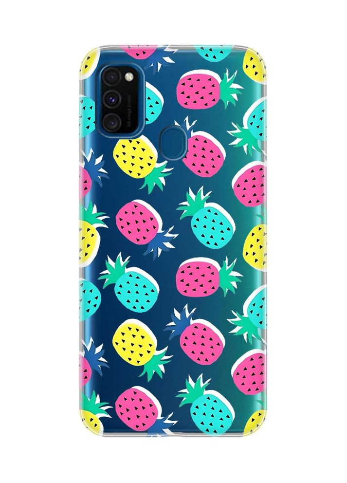 Прозорий чохол на Samsung Galaxy M30s/M21:: Різнокольорові ананаси (принт 346) Creative (360685634)